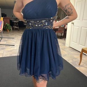Blondie Nites Navy One Strap Dress